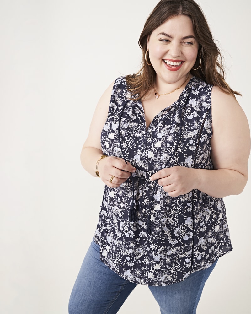 Front of plus size Gwenda Boho Floral Sleeveless Top by Molly & Isadora | Dia&Co | dia_product_style_image_id:161155